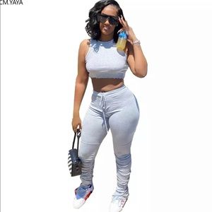 Stacked Extended Pants Crop Top Set💫🛍